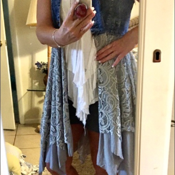 Honey me jean—appliqué lace dress/coverup - Picture 1 of 5